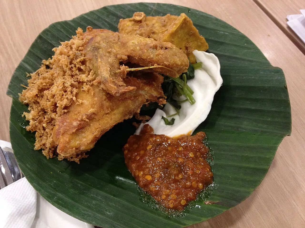 Ayam penyet — Photographed in Singapore