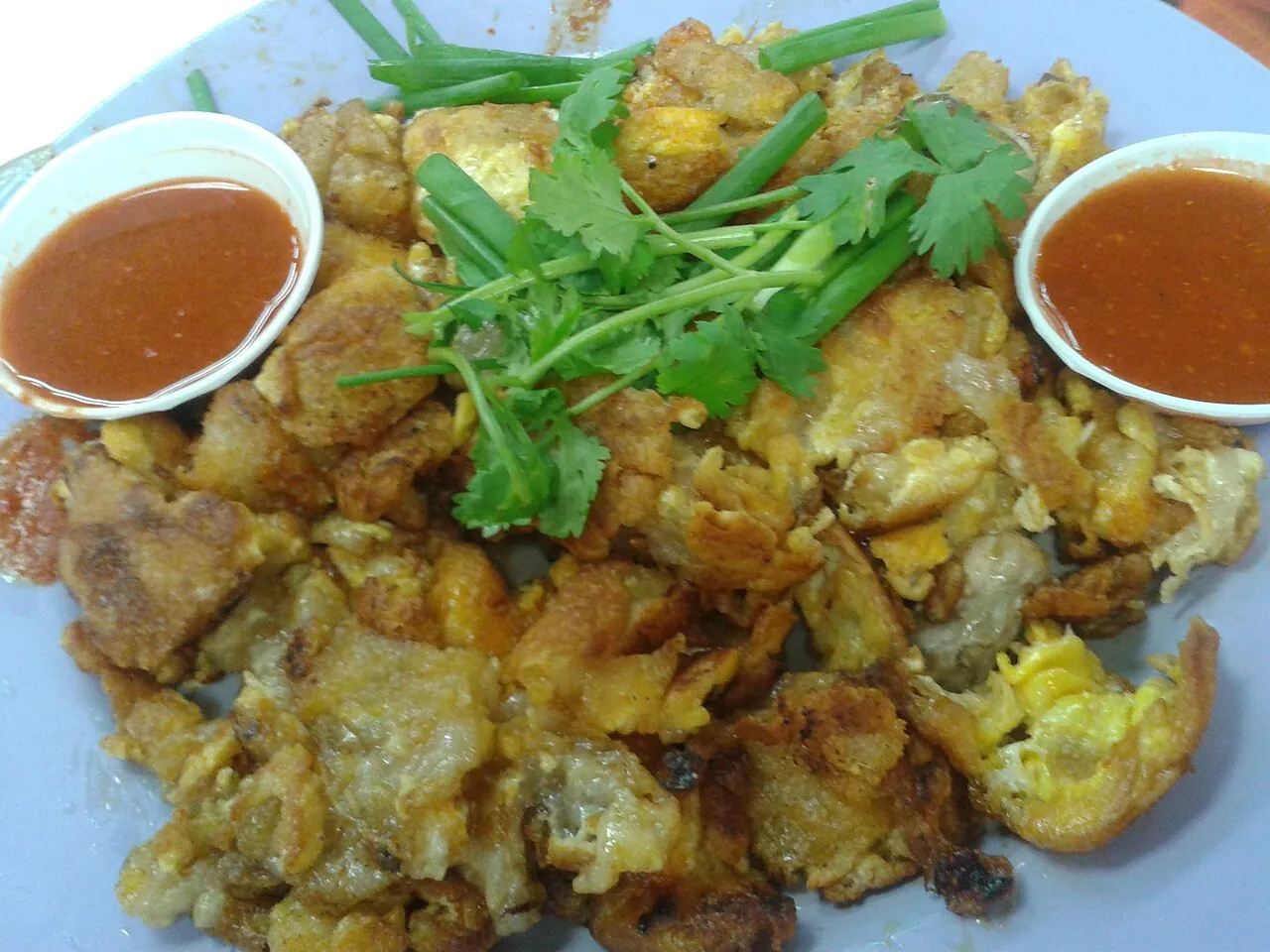 Oyster omelette — Photographed in Singapore