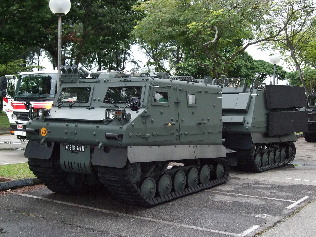 Two-part tracked Bronco all-terrain carrier.