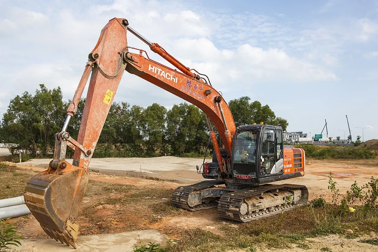 Hitachi tracked excavator near South Pier, Singapore.