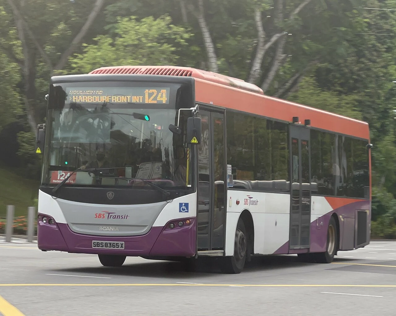 SBS Transit single-decker bus on service 124 in Singapore.